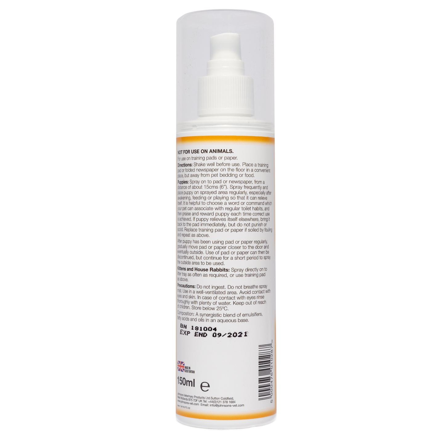 Johnsons Puppy & Kitten Trainer Pump Spray 150ml