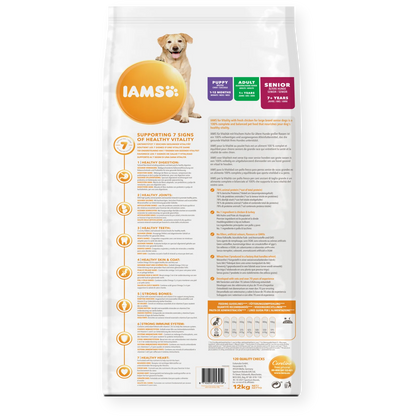 Iams Vitality Senior Large Breed Fresh Chicken Dry Dog Food 12kg