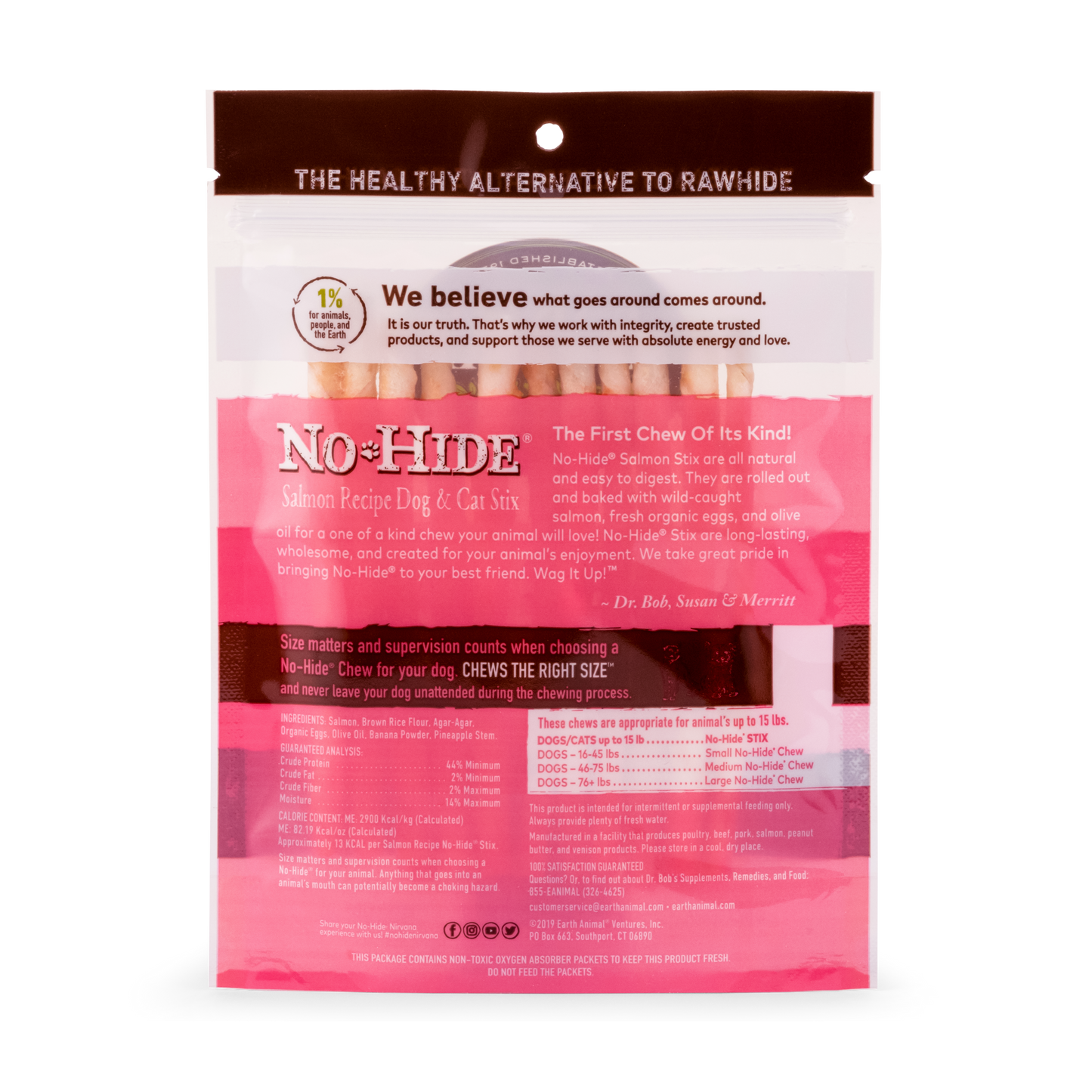 Earth Animal Salmon No Hide Stix Dog Treats 10 pack 45g