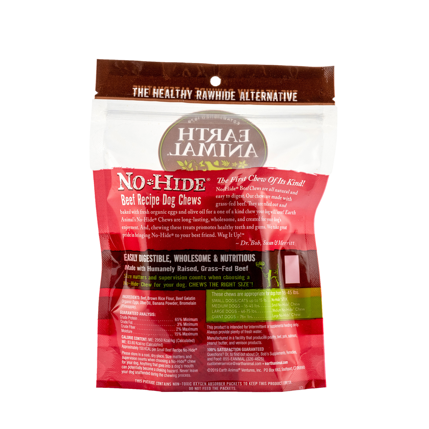 Earth Animal Beef No Hide Chews Small Dog Treats 2 pack 68g