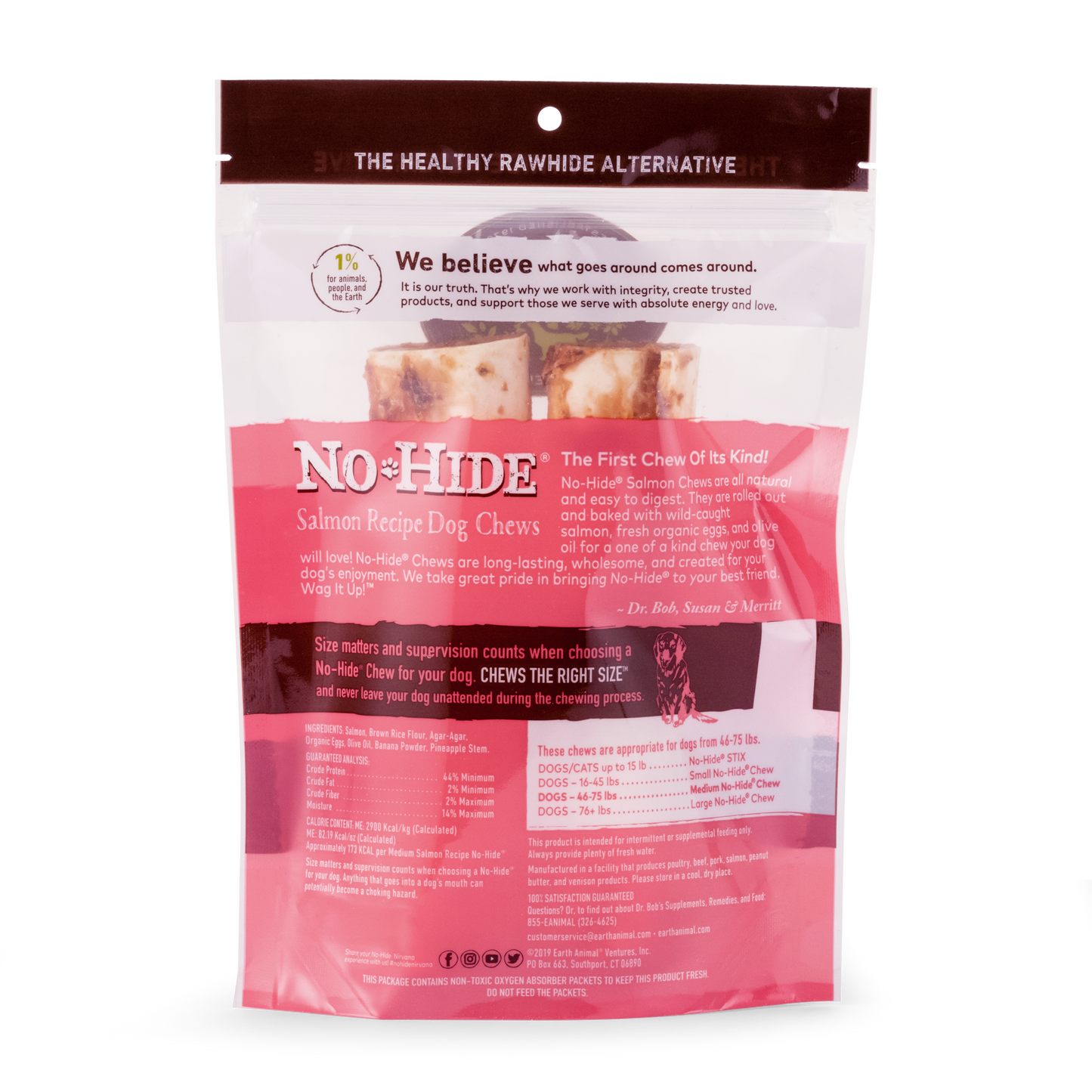 Earth Animal Salmon No Hide Chews Medium Dog Treats 2 pack 120g