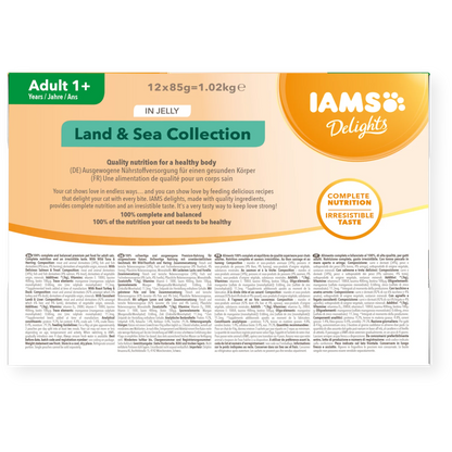 Iams Delights Adult Land & Sea Collection in Jelly Wet Cat Food 12 x 85g