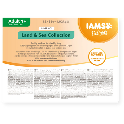 Iams Delights Adult Land & Sea Collection in Gravy Wet Cat Food 12 x 85g