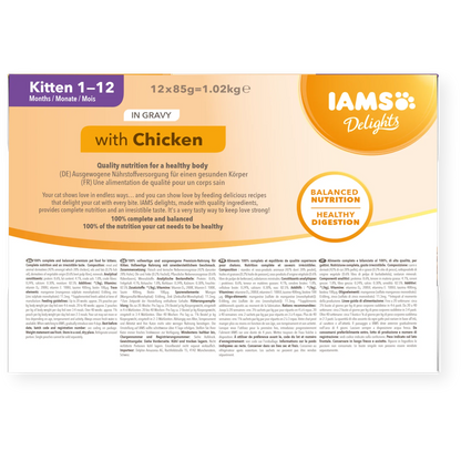 Iams Delights Kitten Chicken in Gravy Wet Cat Food 12 x 85g