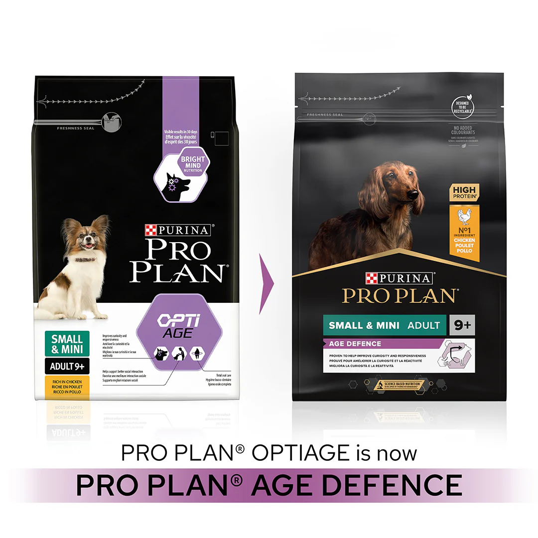 Pro Plan Small and Mini Adult 9+ Senior Age Defence Chicken Dry Dog Food 3kg