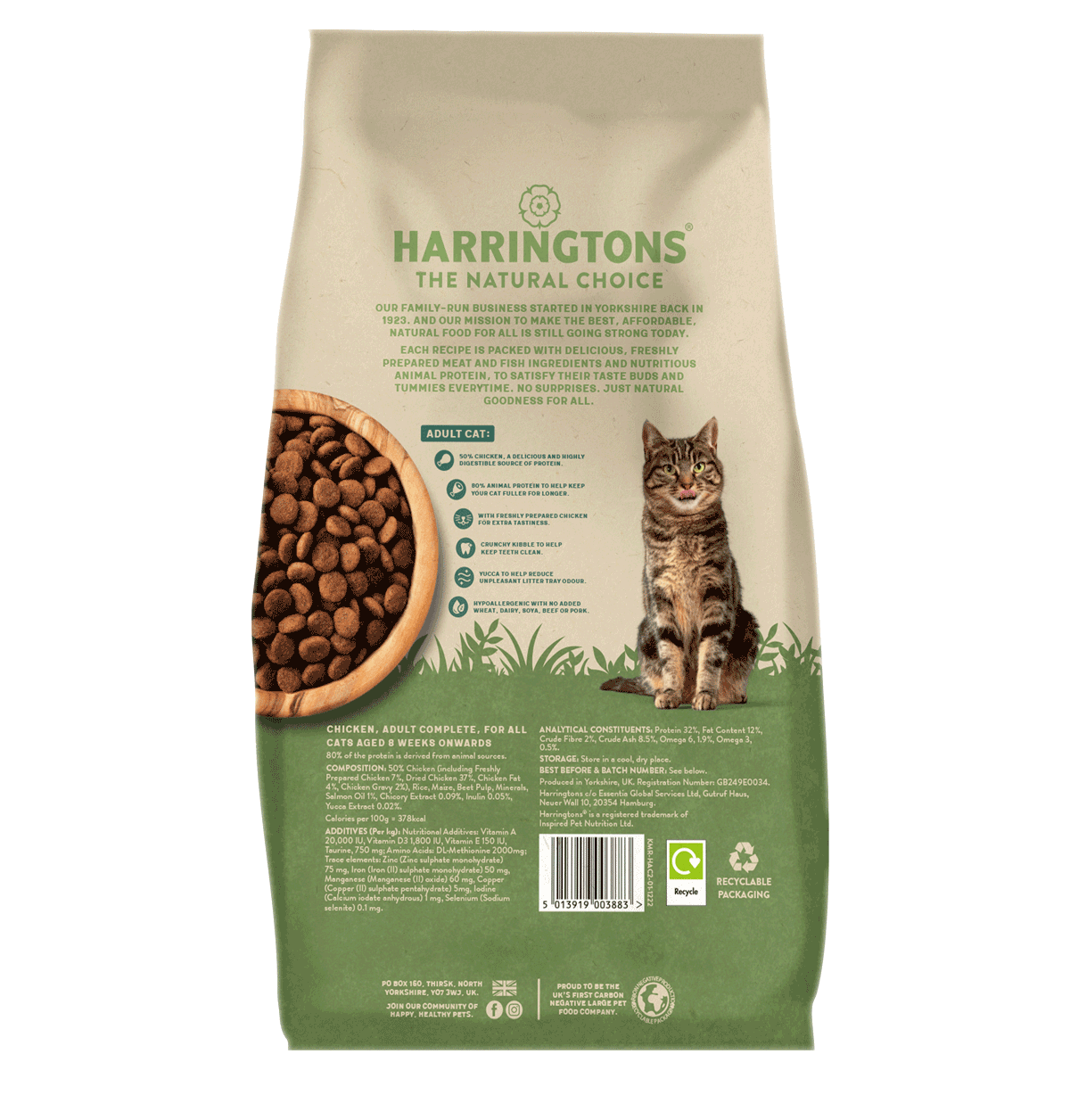 Harringtons Complete Adult Chicken Dry Cat Food 2kg