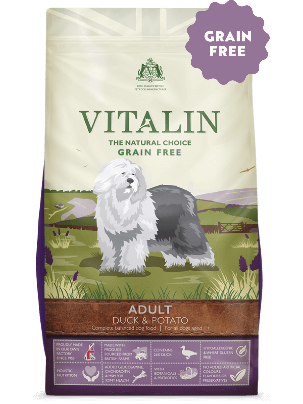 Vitalin Adult Duck & Potato Grain Free Dry Dog Food 12kg