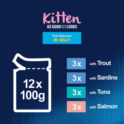 Felix As Good As it Looks Kitten Fish Selection in Jelly Wet Cat Food 12 x 100g
