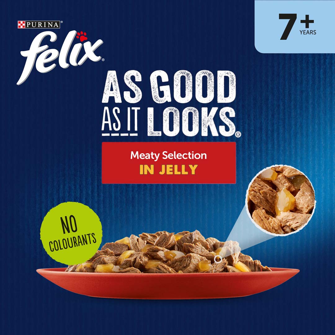 Felix Senior As Good As it Looks 7+ Meaty Selection in Jelly Wet Cat Food 12 x 100g