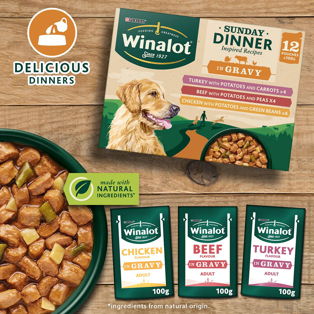 Winalot Adult Sunday Dinner Mixed in Gravy (Beef, Chicken, Turkey) Wet Dog Food