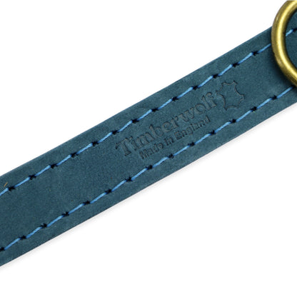Ancol Timberwolf Leather Dog Collar Blue Size 4 (35-43cm)