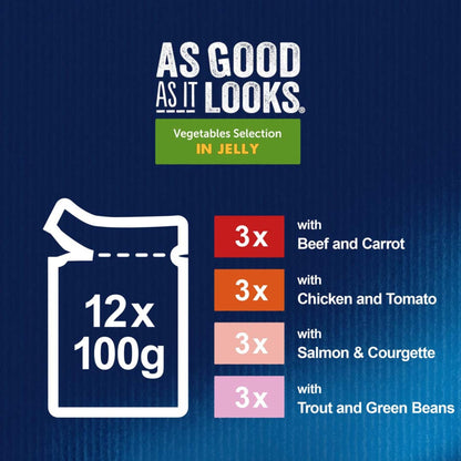Felix Adult As Good As it Looks Vegetable Selection in Jelly Wet Cat Food 12 x 100g