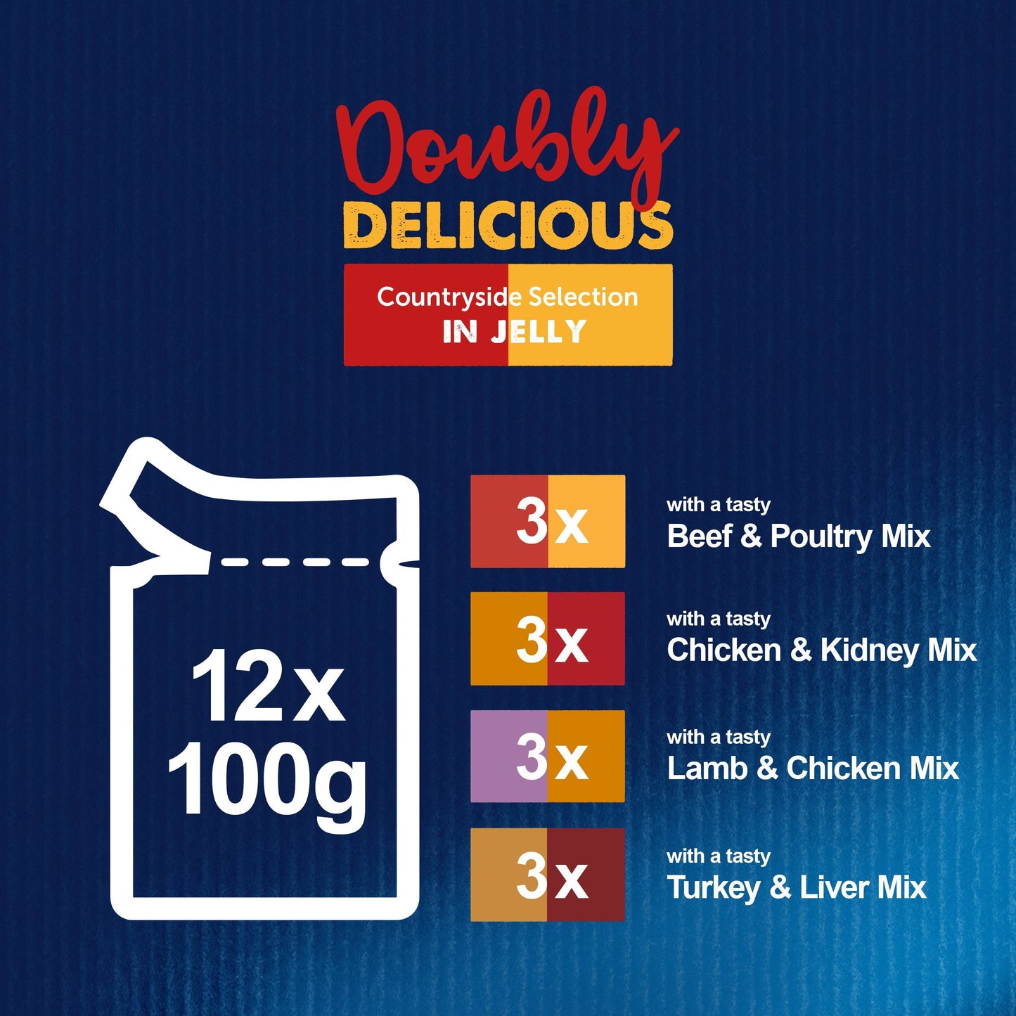 Felix Adult Doubly Delicious Countryside Meaty Selection Wet Cat Food 12 x 100g