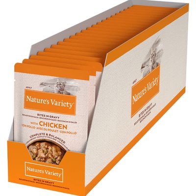 Nature's Variety Bites in Gravy with Chicken Wet Cat Food