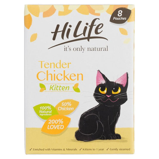 HiLife It's Only Natural Tender Chicken Kitten Food Pouches - 8 x 70g