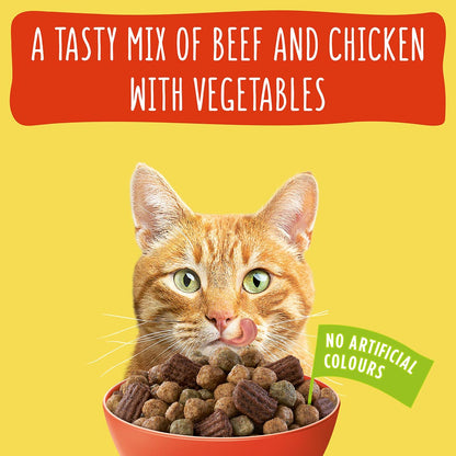 Go Cat Adult Crunchy and Tender Beef and Chicken Dry Cat Food 900g