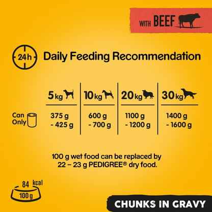Pedigree Chunks in Gravy with Beef Adult Wet Dog Food 400g