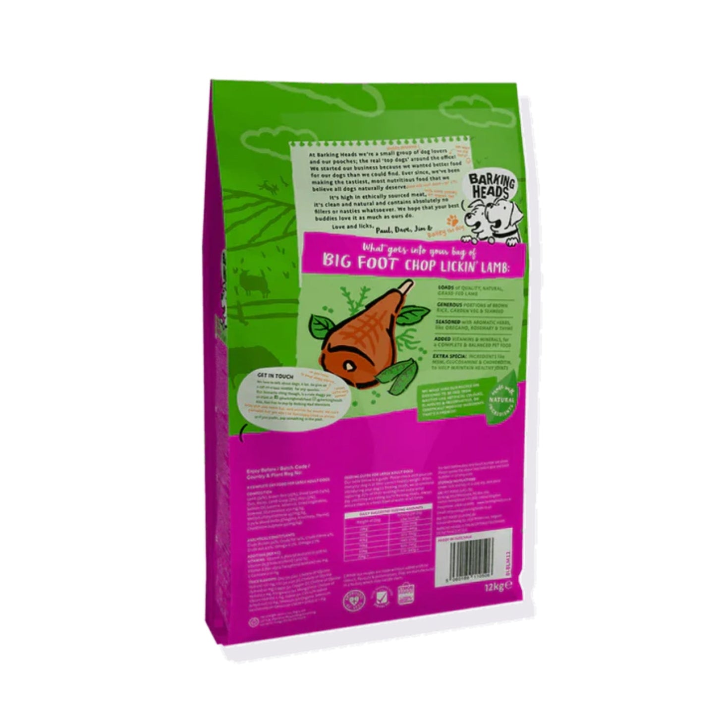 Barking Heads Big Foot Chop Lickin' Lamb Adult Large Dry Dog Food 12kg
