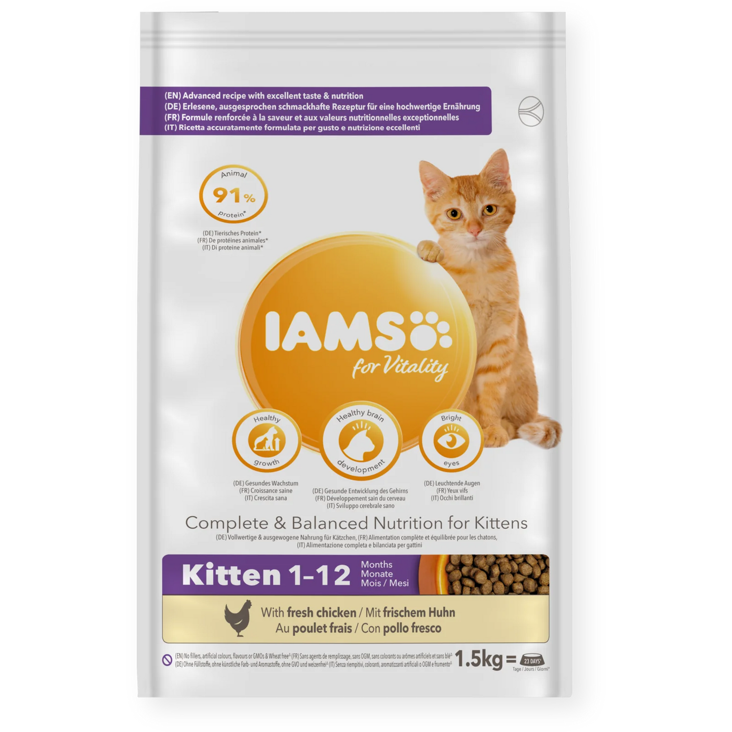 Iams Vitality Kitten Fresh Chicken Dry Cat Food 1.5kg
