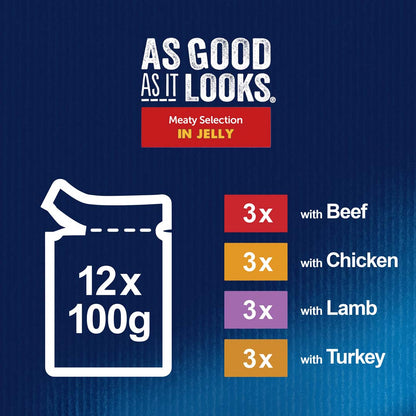Felix Senior As Good As it Looks 7+ Meaty Selection in Jelly Wet Cat Food 12 x 100g