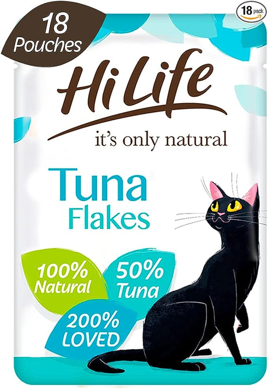 HiLife It's Only Natural Tuna Flakes Wet Cat Food 18 x 70g