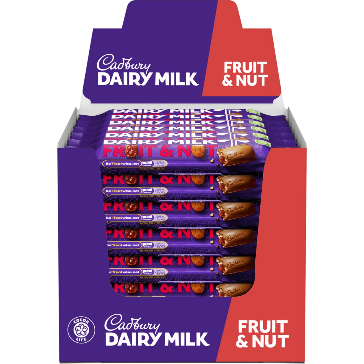 Cadbury Dairy Milk Fruit & Nut Chocolate Bar 49 g (Pack of 48)