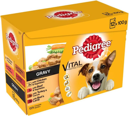 Pedigree Vital Protection Meat Selection in Gravy Wet Dog Food 12 x 100g