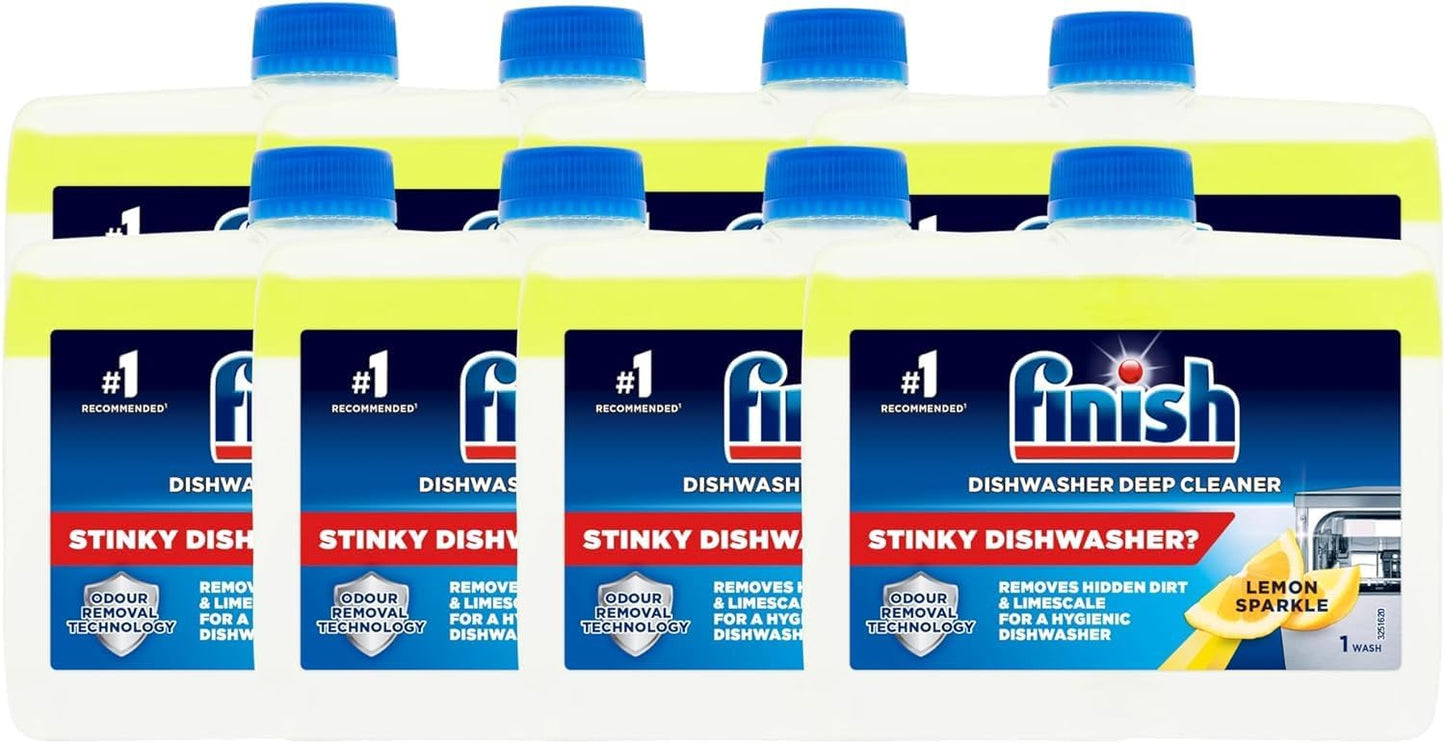 Finish Dual Action Dishwasher Cleaner Lemon 250 ml (Pack of 8)