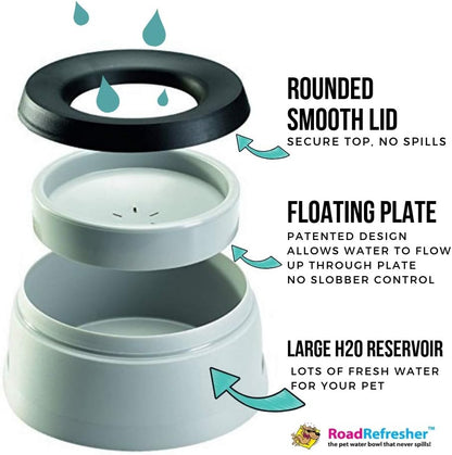 Road Refresher Prestige Dog Water Bowl Large Grey 1.4L