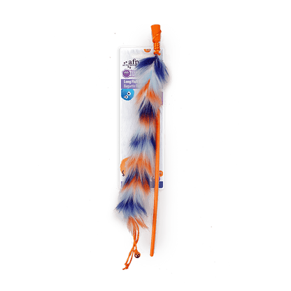 All For Paws Furry Ball Long Fluff Wand Orange Cat Toy