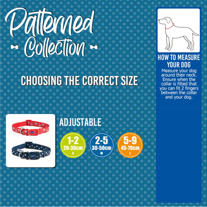 Ancol Fashion Dog Collar Blue Reflective Bones Adj