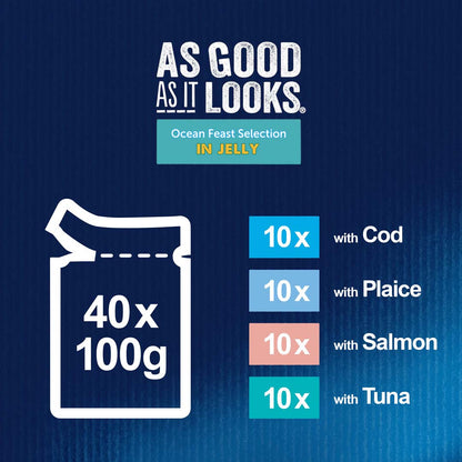 Felix Adult As Good As it Looks Ocean Feasts in Jelly Wet Cat Food 12 x 100g