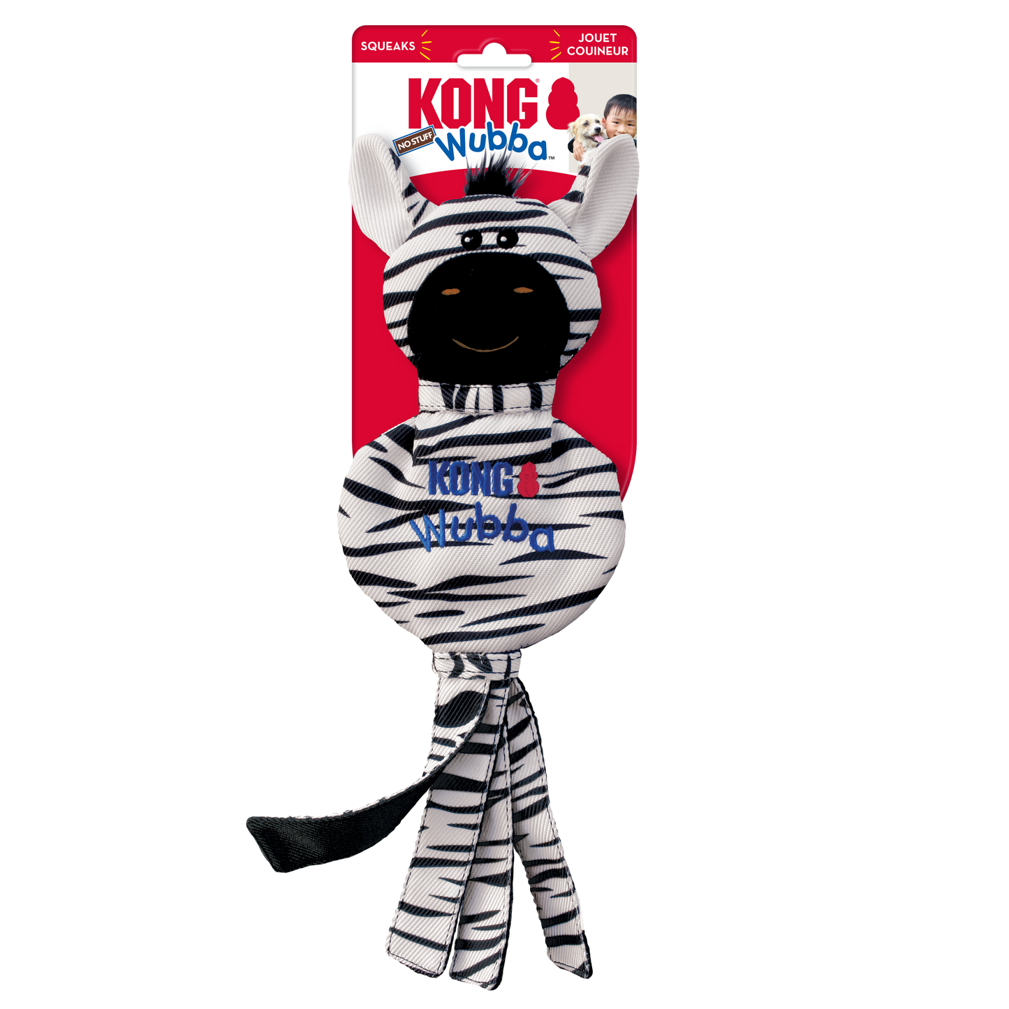 KONG Wubba No Stuff Zebra Dog Toy Large