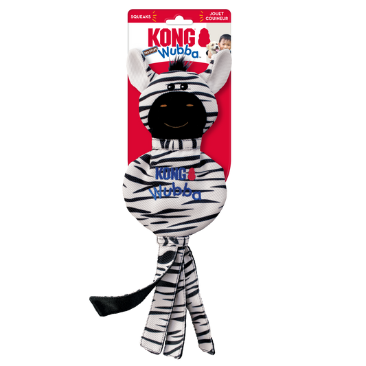 KONG Wubba No Stuff Zebra Dog Toy Large