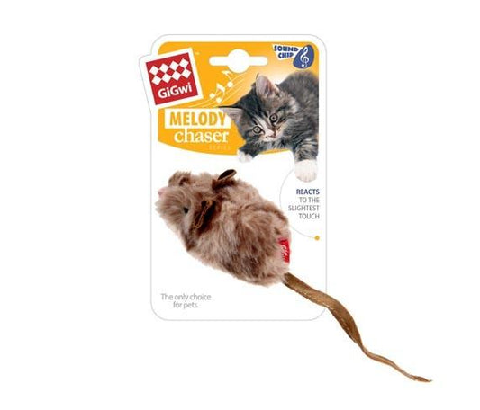 GiGwi Mouse Motion Activated Mouse Sound Cat Toy Brown