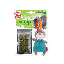 GiGwi Refillable Rabbit Ziplock Cat Toy With x3 Catnip Bags Blue