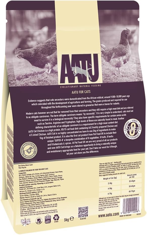 AATU 85/15 Grain Free Chicken Adult Dry Cat Food 3kg