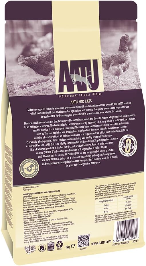 AATU 85/15 Grain Free Duck Adult Dry Cat Food 3kg