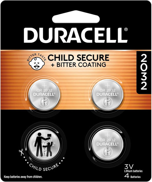 Duracell Lithium Coin Cell 2032 Batteries, 4/Pack