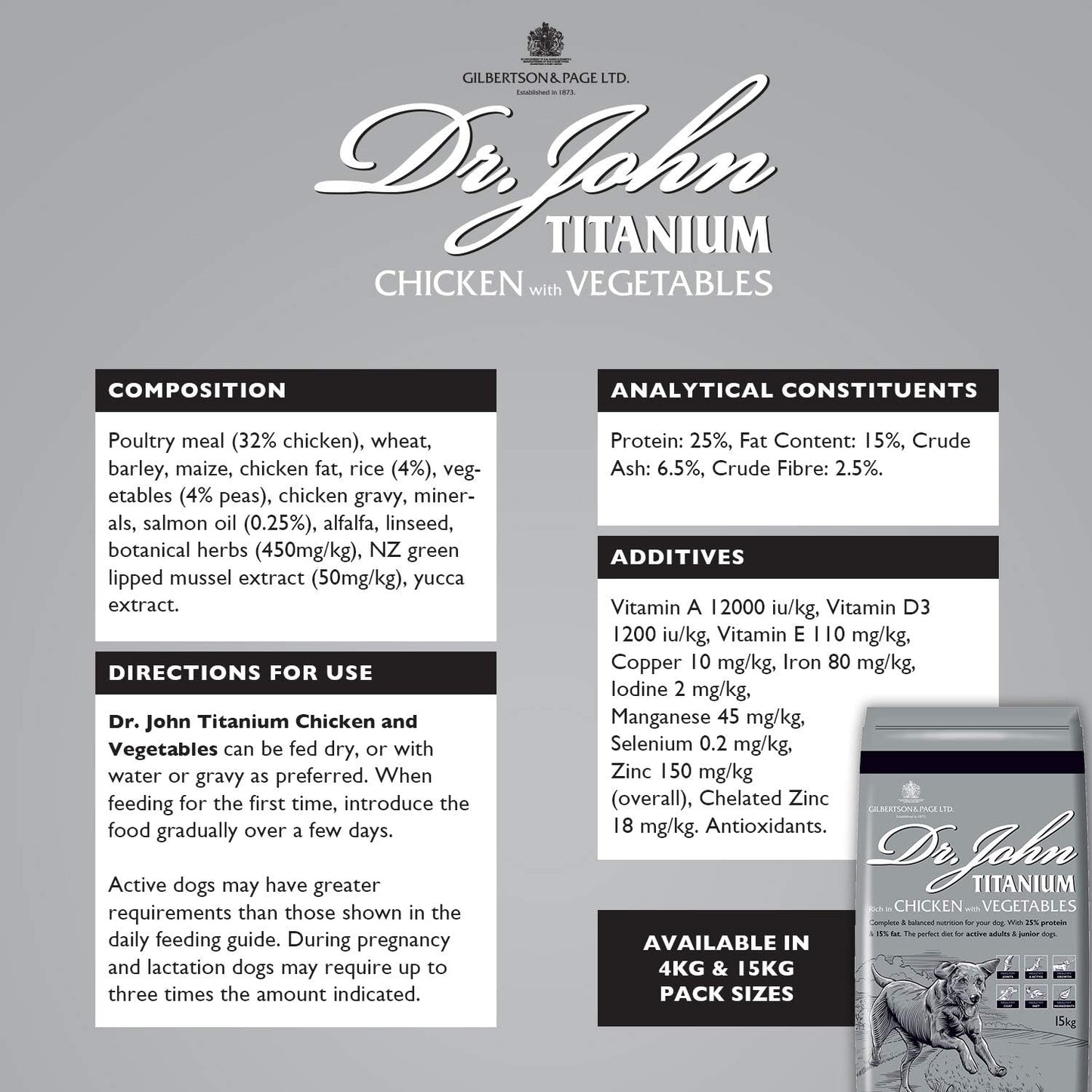 Dr John Titanium Chicken with Vegetables Dry Dog Food 15kg