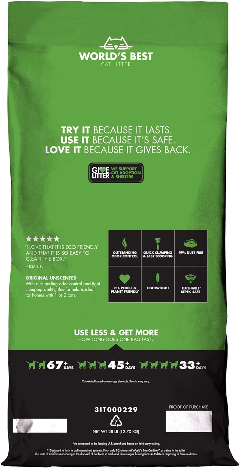 World's Best Original Unscented Clumping Cat Litter 12.7kg