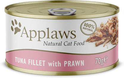 Applaws Adult Tuna Fillet with Prawn in Broth Wet Cat Food 24 x 70g