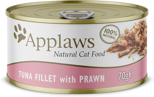 Applaws Adult Tuna Fillet with Prawn in Broth Wet Cat Food 24 x 70g