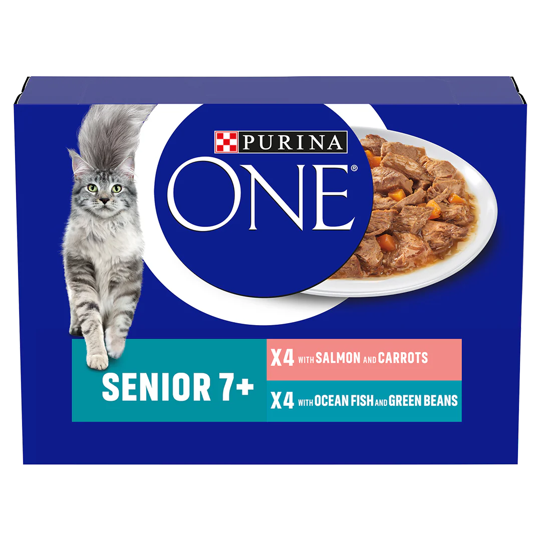 Purina One Senior 7+ Mini Fillets Salmon and Ocean Fish Wet Cat Food 8 x 85g