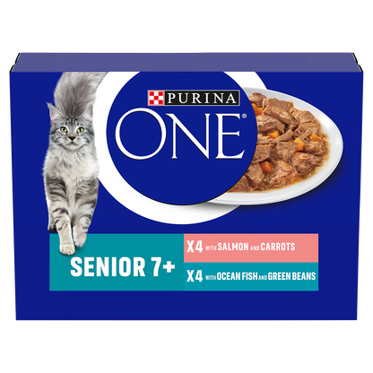 Purina One Senior 7+ Mini Fillets Salmon and Ocean Fish Wet Cat Food 8 x 85g