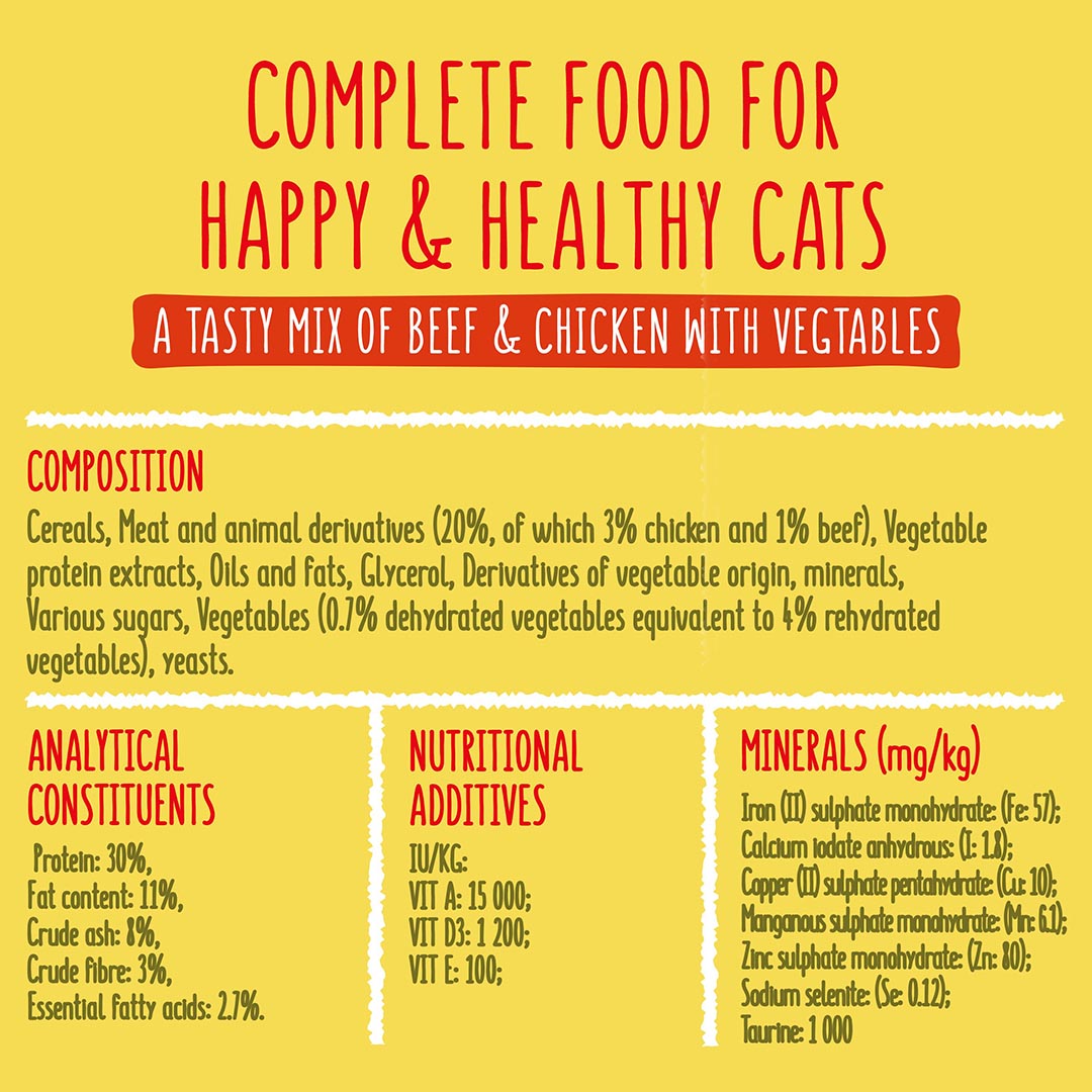 Go Cat Adult Crunchy and Tender Beef and Chicken Dry Cat Food 900g