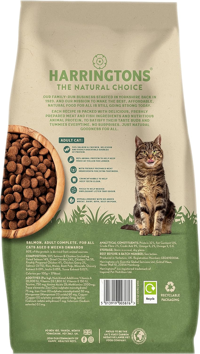 Harringtons Complete Adult Salmon Dry Cat Food 2kg