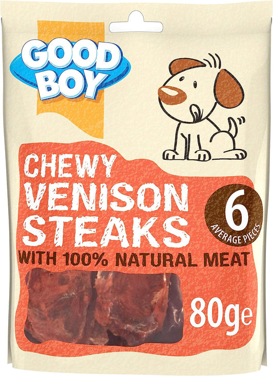 Good Boy Pawsley & Co Chewy Venison Steaks Dog Treats 80g