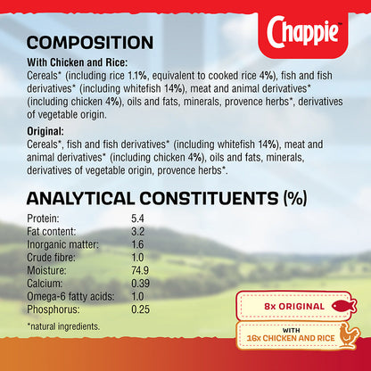Chappie Adult Favourites Original & Chicken in Loaf Wet Dog Food 24 x 412g