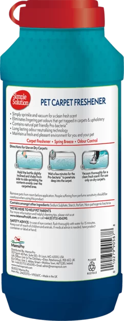 Simple Solution Pet Carpet Freshener Powder 500g